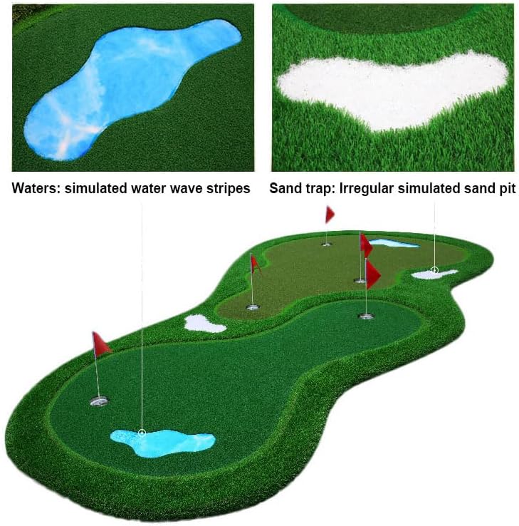 PAREKS Golf Putting Green, Heavy Duty Mat-Golf Training Mat, Wavy Golf Simulators for Home/Golf Practice Mat- Green Long Challenging Putter for Indoor/Outdoor