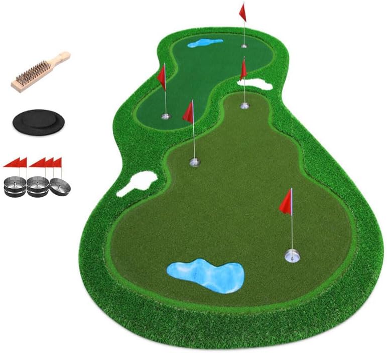 PAREKS Golf Putting Green, Heavy Duty Mat-Golf Training Mat, Wavy Golf Simulators for Home/Golf Practice Mat- Green Long Challenging Putter for Indoor/Outdoor